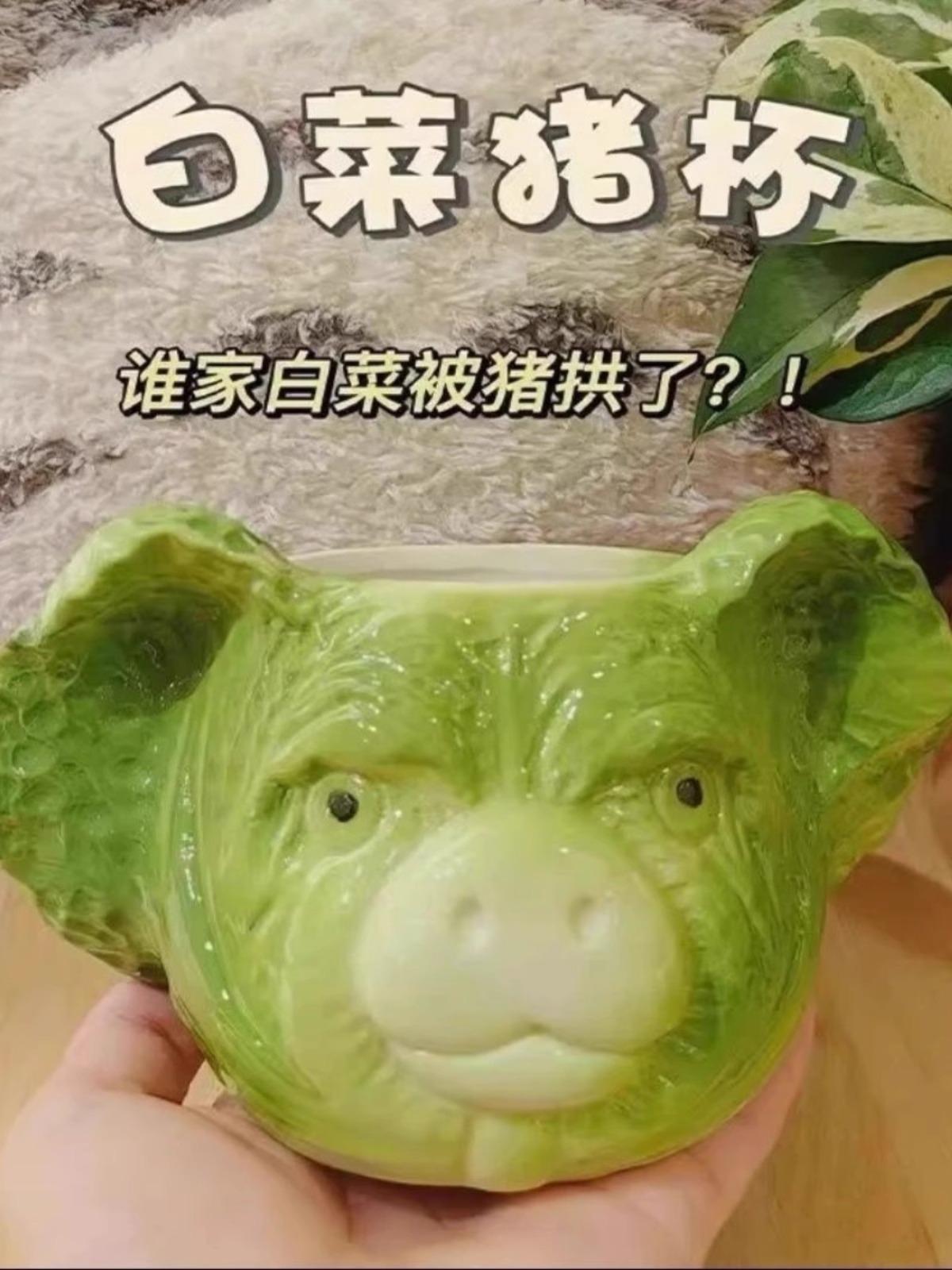 

Funny Creative Cabbage Pig Cup Mug Birthday Gift Large Capacity Water Cup Ugly Things Spoof Holiday Gift 301-400ml