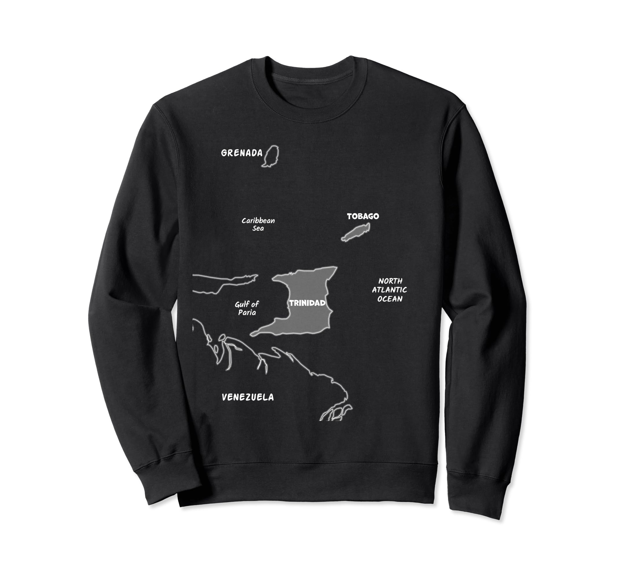 

Hand-drawn white line political map of Trinidad and Tobago Sweatshirt