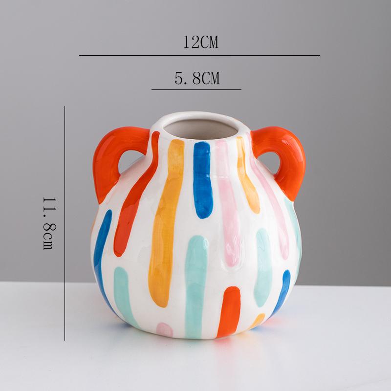 Handmade painted ceramic vase hotel exhibition niche flower ware Creative ceramic decorative vase Flower Arrangement Decoration