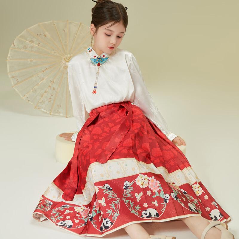 Little Tiger Patty Girls' New Chinese Style Shirt & Skirt Set