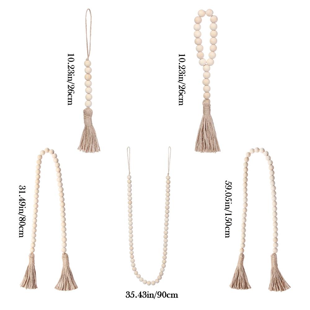 Bohemian Style Wooden Bead Tassels String Handmade Garland Jute Tassels Rustic Bead Ornament For Wall Hanging Decoration Crafts