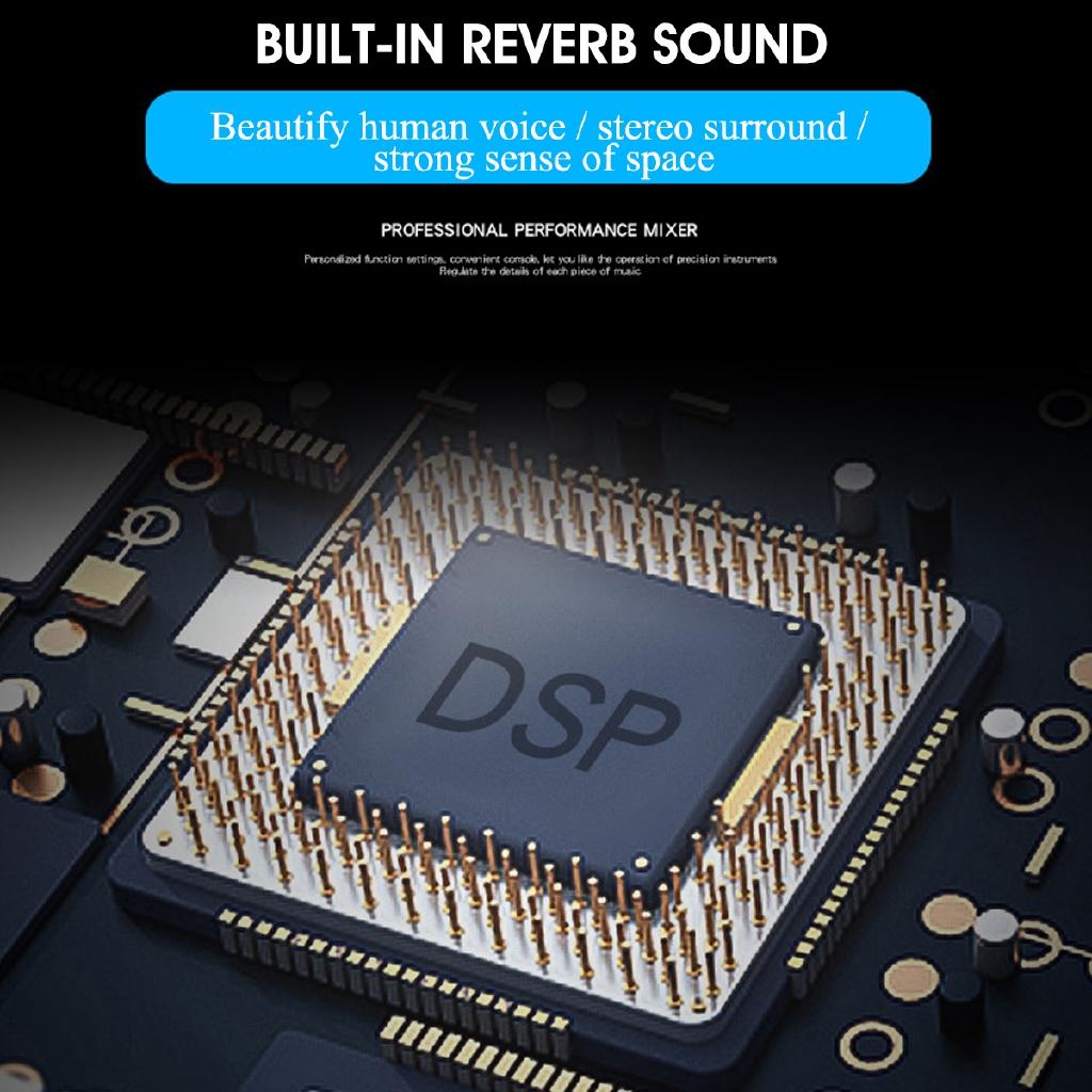 4 Channel Bluetooth DJ Mic Audio Mixer Contrl LED Digital Display Music Stream