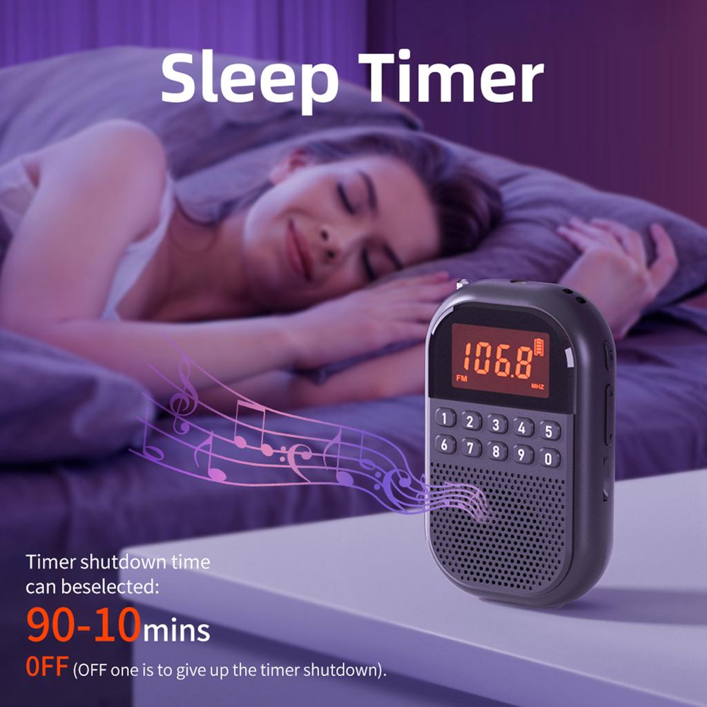 FM AM Portable Radios Rechargeable Pocket Radio w/ Earphone Mini Digital Tuning Radio Wireless Bluetooth Audio for Walk/Jogging