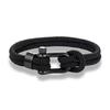 2026 Black Fashion Personality Horseshoe Buckle Hand Rope Men's Double Layer Milan Rope Outdoor Casual Bracelet