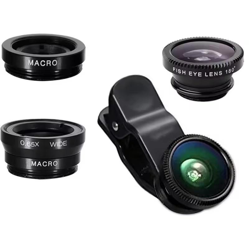 3 in 1 Fisheye Handyobjektiv Weitwinkel Zoomobjektiv Fisheye Makroobjektive Kamera-Kits Mit Clip Objektiv Auf dem Handy Für Alle Smartphones