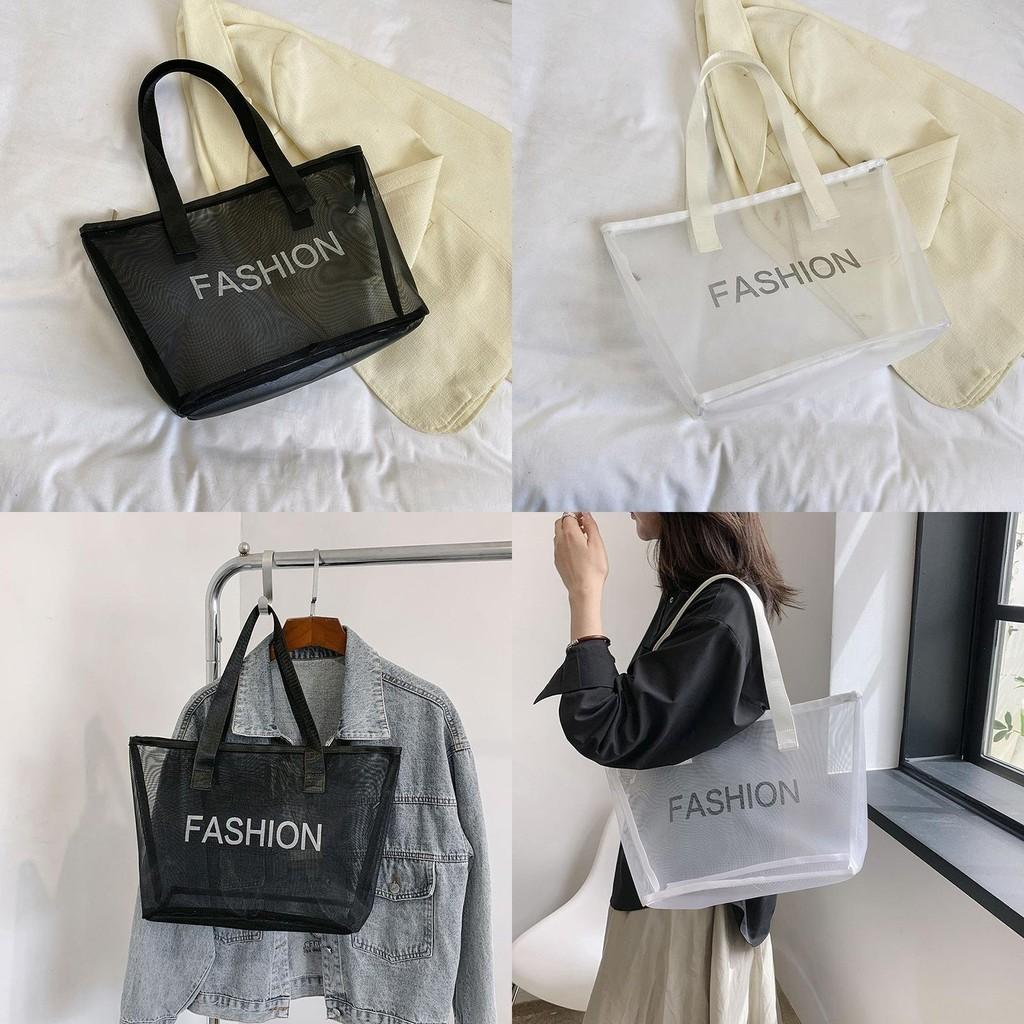 Chic Large Capacity Mesh Tote Bag For Women Trendy Street Fashion Handbag