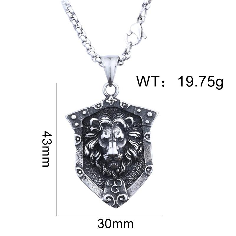 Stylish Punk Style Animal Shape Jungle King Lion Head Stainless Steel Unisex Ready-made Necklace