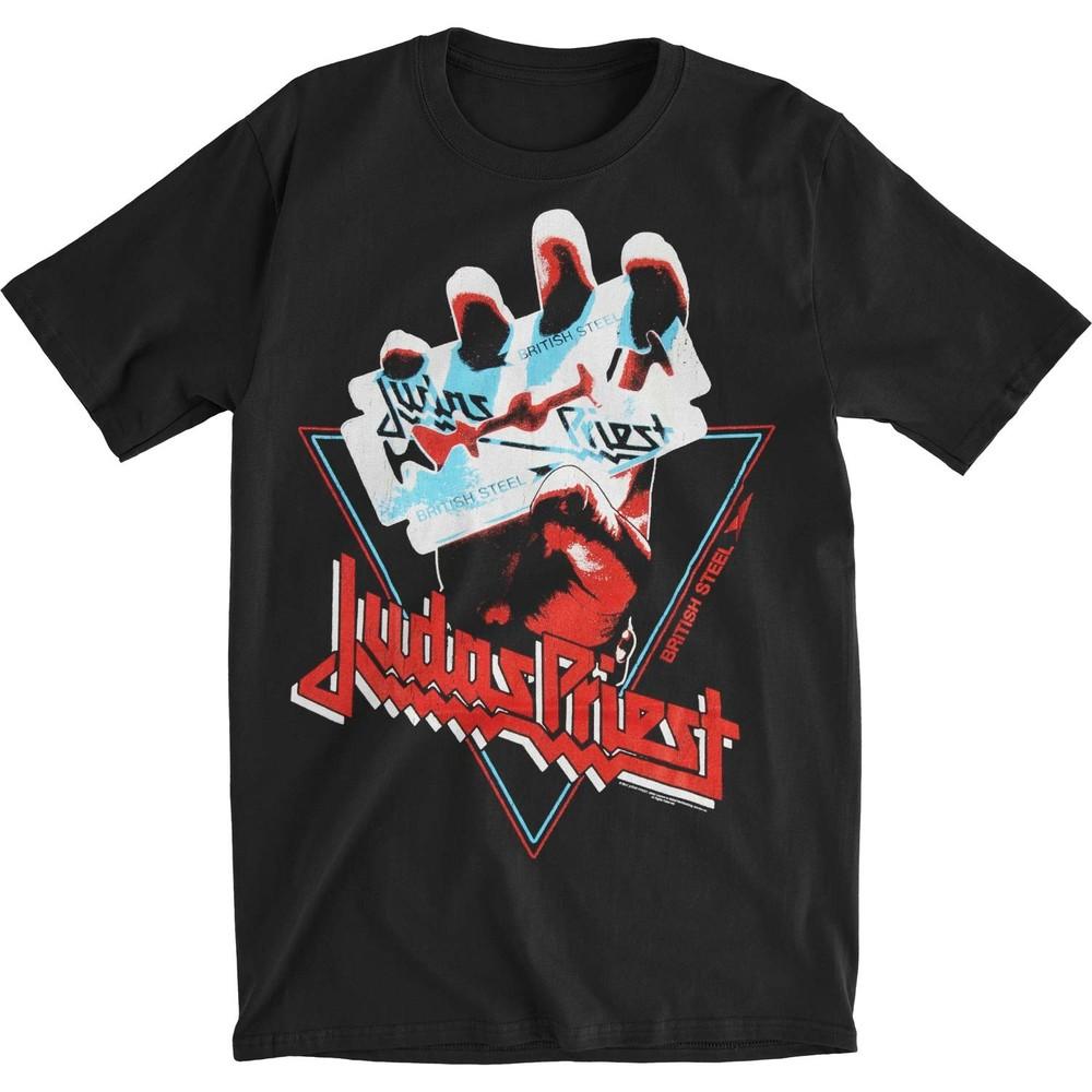 Judas Priest British Steel Hand Triangle Slim Fit T-shirt XX-Large Black Unisex T-Shirt L