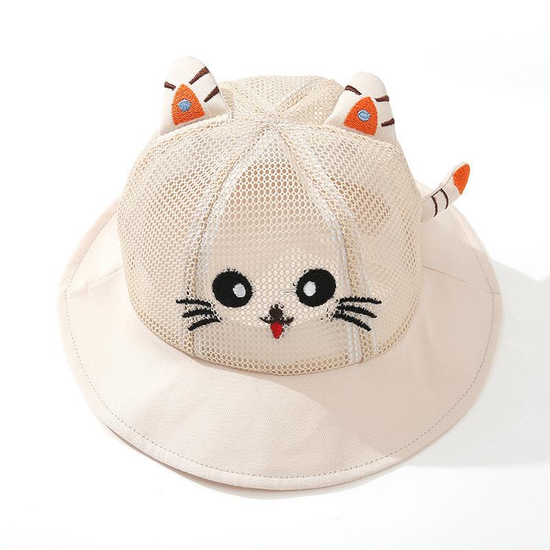 

Cartoon Kids Summer Sun Hat With Large Brim And Breathable Polyester For Outdoor Play коричневый