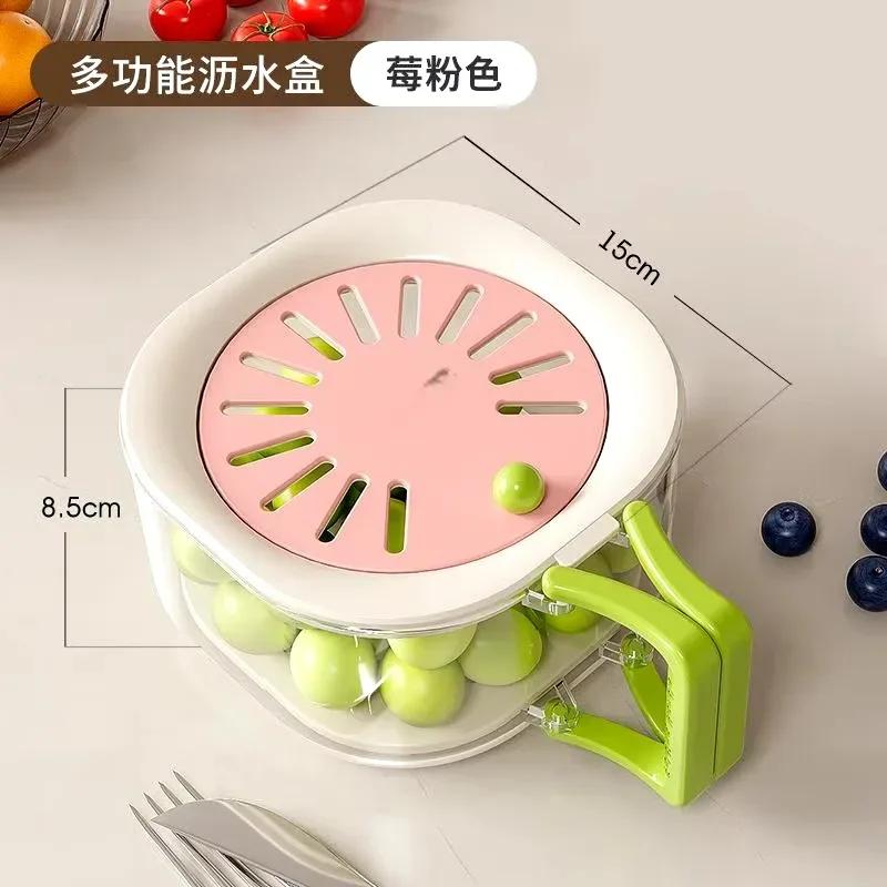 Kitchen Drain Gadgets Multi-function Reusable Household Vegetable Lettuce Salad Washer Dry Dehydrator Hand Cranked Fruit Spinner