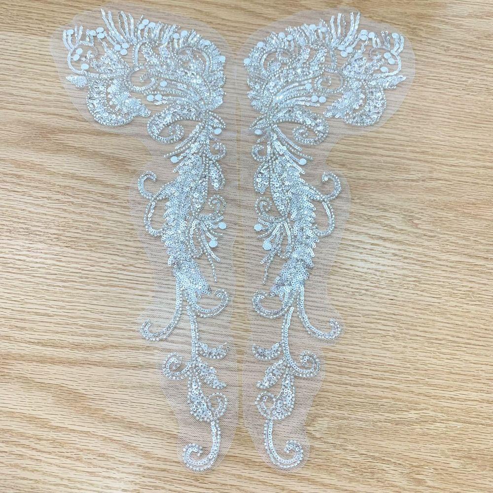 Handmade Lace Embroidery DIY Collar Appliqué Latest Design Sequins Embroidery Cloth  Bridal Party