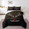 Snowflake Reindeer Antlers Christmas Bedding set (1 duvet cover, 2 pillowcases, duvet not included), Red Nose Typography Art Print