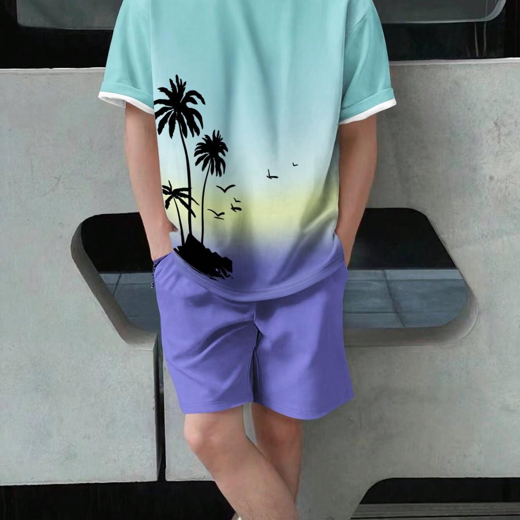 Men's Short-sleeved T-shirt Shorts Fashionable Breathable Beach Suit Casual Loose Unisex Sports Clothing