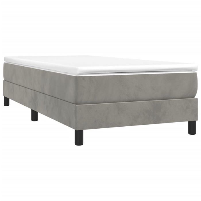 Cadre de lit avec matelas - Maison Exclusive - 100x200cm - Velours gris clair - Relaxation maximale