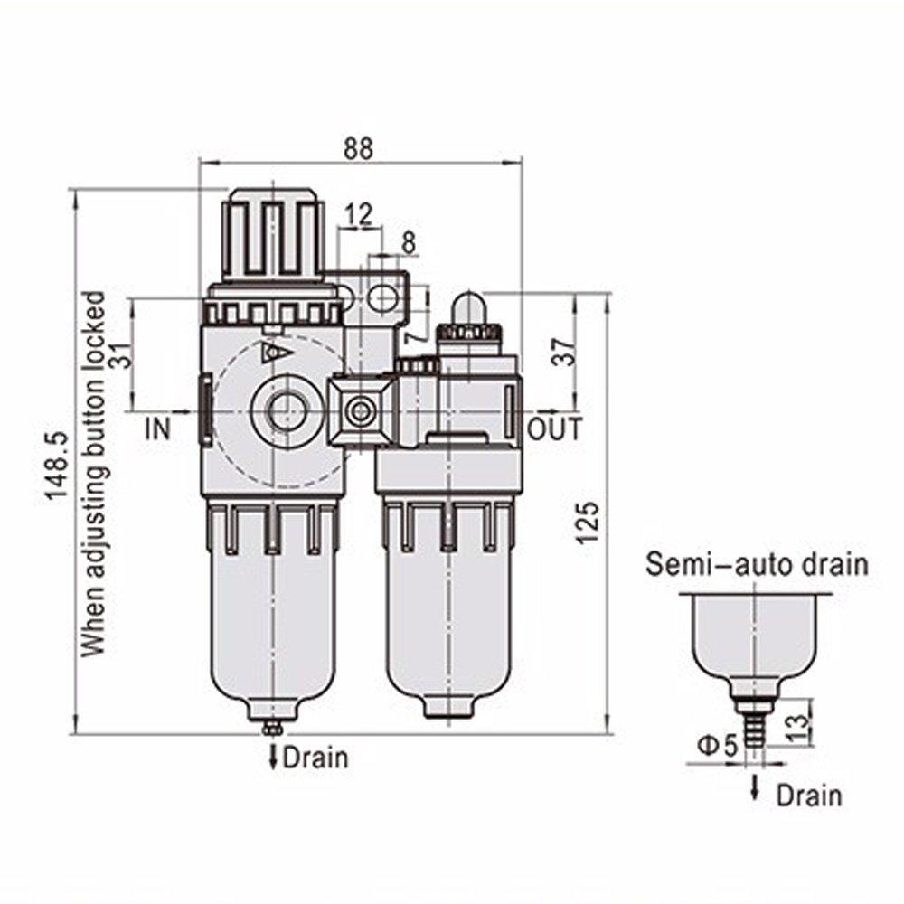Zmart AFC-2000 Air Filter Regulator Oil Water Separator