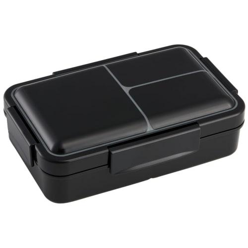 Skater Bento Box, Antibacterial, Leak-Proof, Divided, Integrated Gasket, Fluffy Serving, Single Tier, 850ml, Large Capacity, Black, PALT9AG-A
