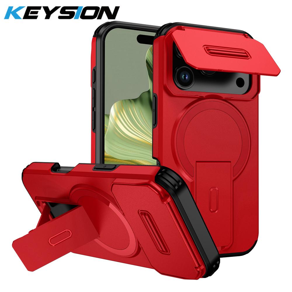 

KEYSION Протиударний магнітний чохол для iPhone 17 Pro 17 Pro Max Зсувний захист камери Підставка Бездротова зарядка Задня кришка телефону for iPhone 17 Pro