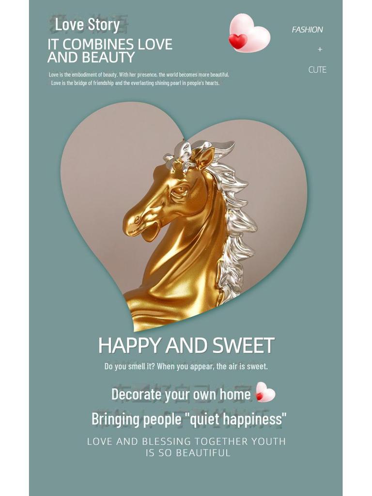 Golden Horse Ornaments: Achieve Success with Modern Home Office Decorations for Instant Wealth.