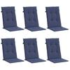 VidaXL Set of 6 High Back Chair Cushions, Waterproof Seat Pad, Garden Cushion, Outdoor Decoration 378613