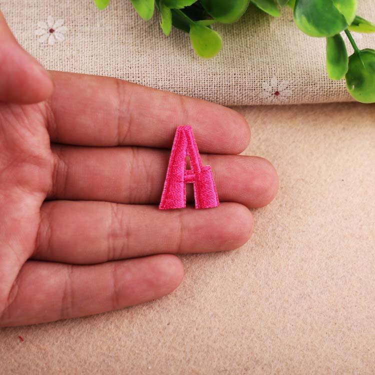 Pink Embroidered Alphabet Patch for Clothing Decoration