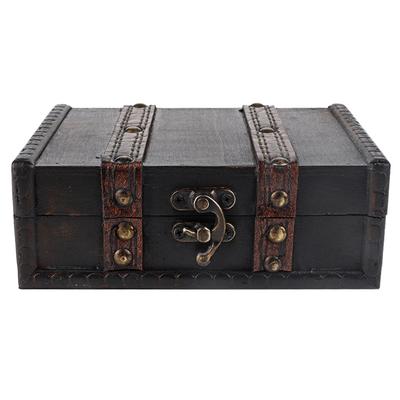 Vintage Wooden Storage Box Jewelry Organizer Display Box Desktop Ornaments with Lock6273-01-Gray