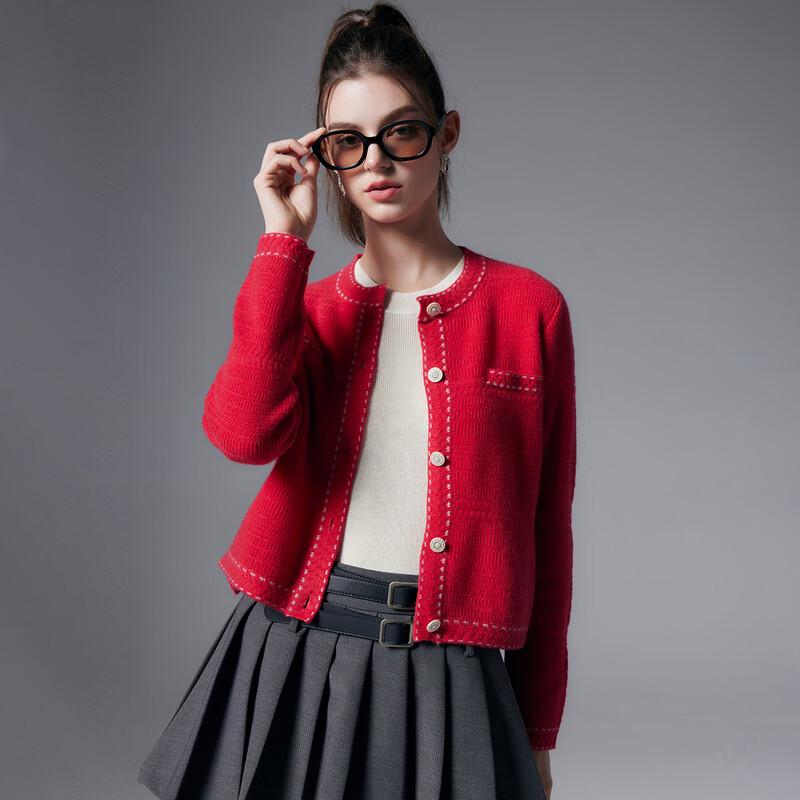 PALUOPO Women's 100% Cashmere Jacquard Cardigan