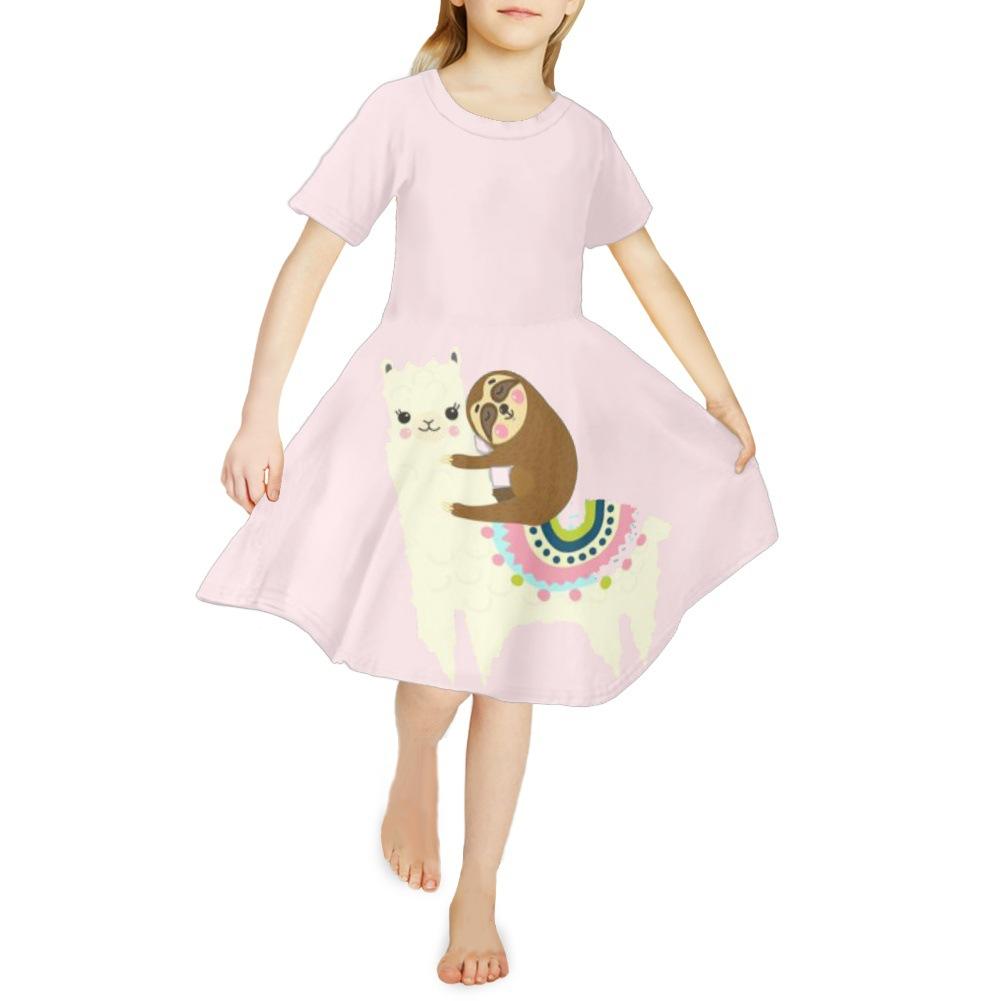 Girls 3D Print Dresses Kids Girl Party Sleeveless Princess Dress Tank 3D Blue Love Rabbit Print Dress