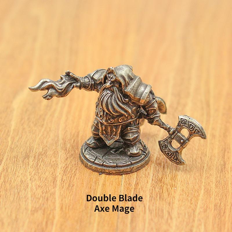Vintage Dwarf Mage Soldier Model Handmade Toy Table Game Chess Car Carrying Copper Decoration Gift for Boys