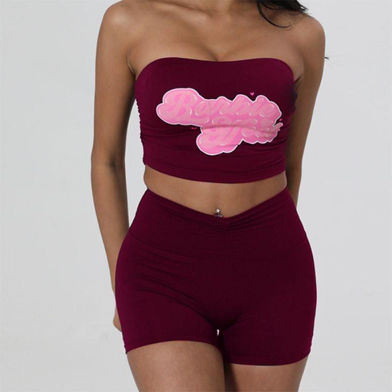 

Amazon Nude Feel Barbie Print Yoga Intimates Women s Summer Sports Tube Top Anti-Slip Bar Push-up Workout Bra American Style L Burgundy(Quality Edition)
