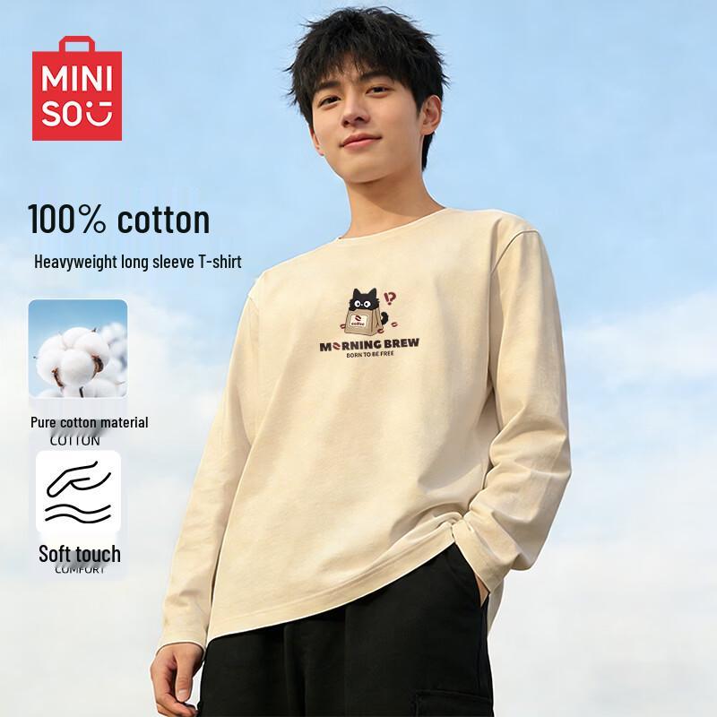 MINISO Men's Pure Cotton Long Sleeve T-Shirt