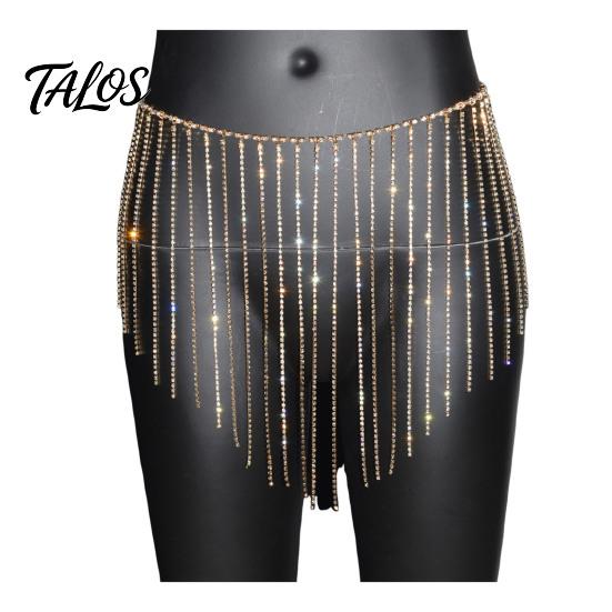 Adjustable Waist Chain for Parties Rhinestone Tassel Women, Sparkly Sexy Belly Dance Body Skirt-Style Stage Performance Accessory Hip Accessory,