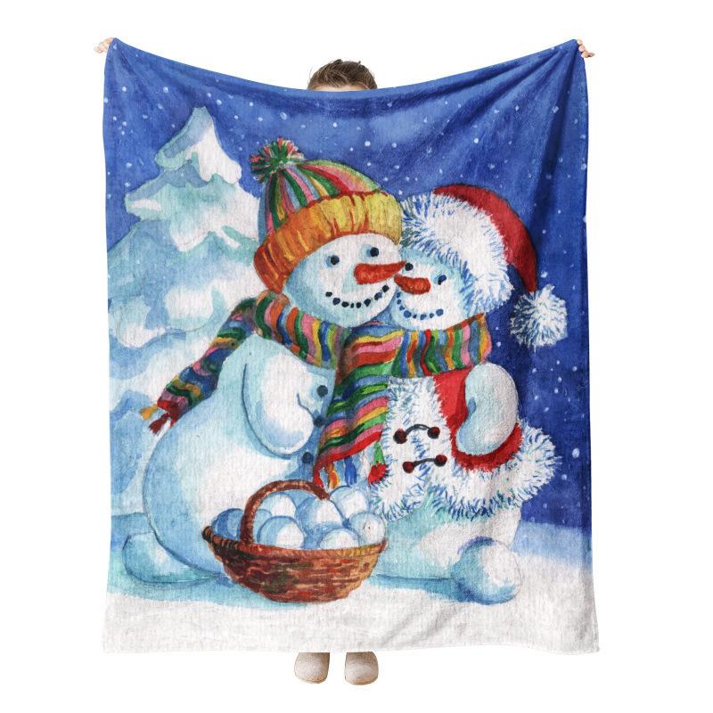 Christmas Checkered Pattern digital-printed polyester Bedroom velvet flannel soft sofa cover blanket Fleece soft sofa cover