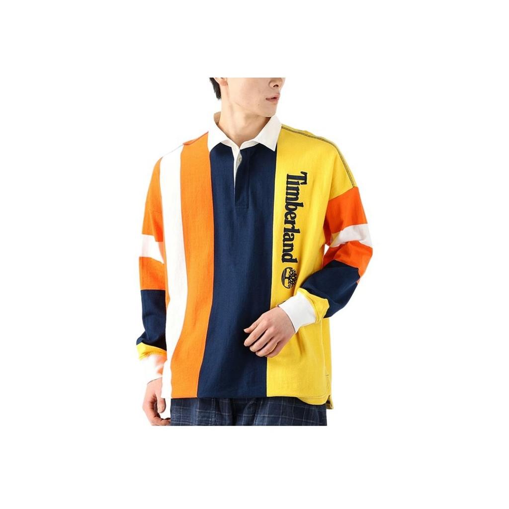 Timberland Tokyo Design Collective Embroidered Logo Breathable Comfortable Skin-Friendly Long Sleeve Polo Shirt Men Tops Lemon A64H7-733