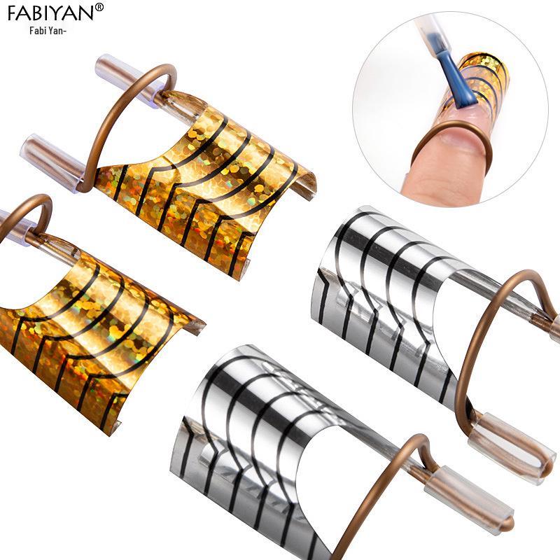 Fabi Yan 5-Piece Nail Extension Forms: Crystal Gel & Metal Aluminum Finger Sleeves.