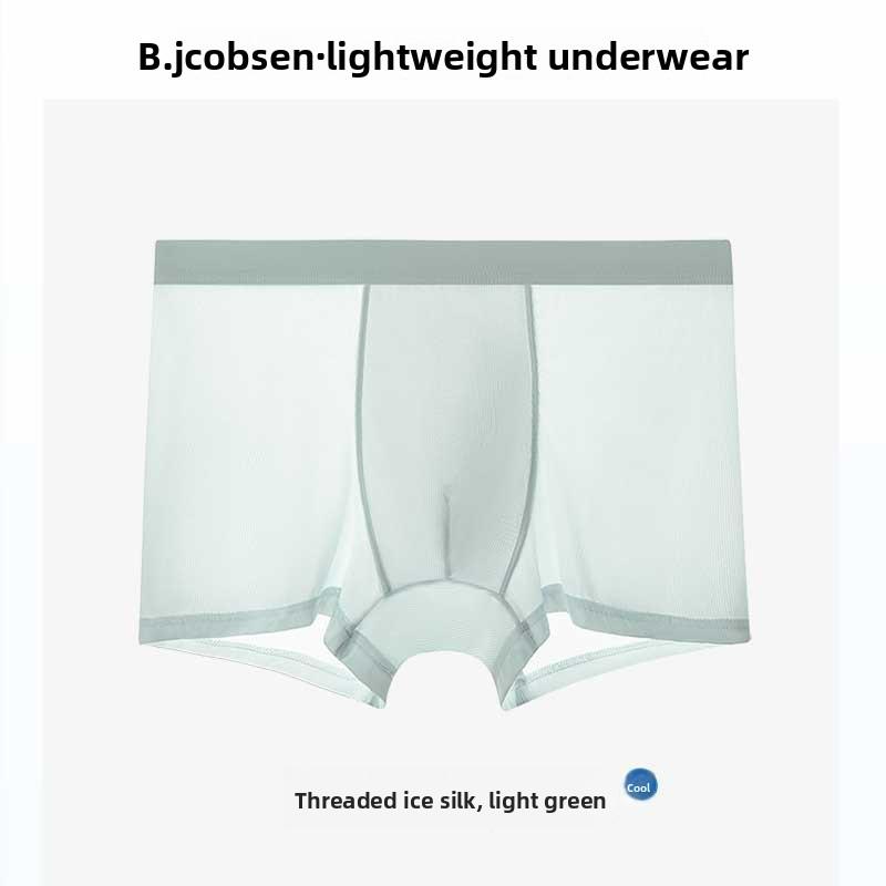 Plus Size Men s Spring and Summer Thin Ice Silk 7A Antibacterial No Trace Naked Flat Angle Underwear L светло-зеленый