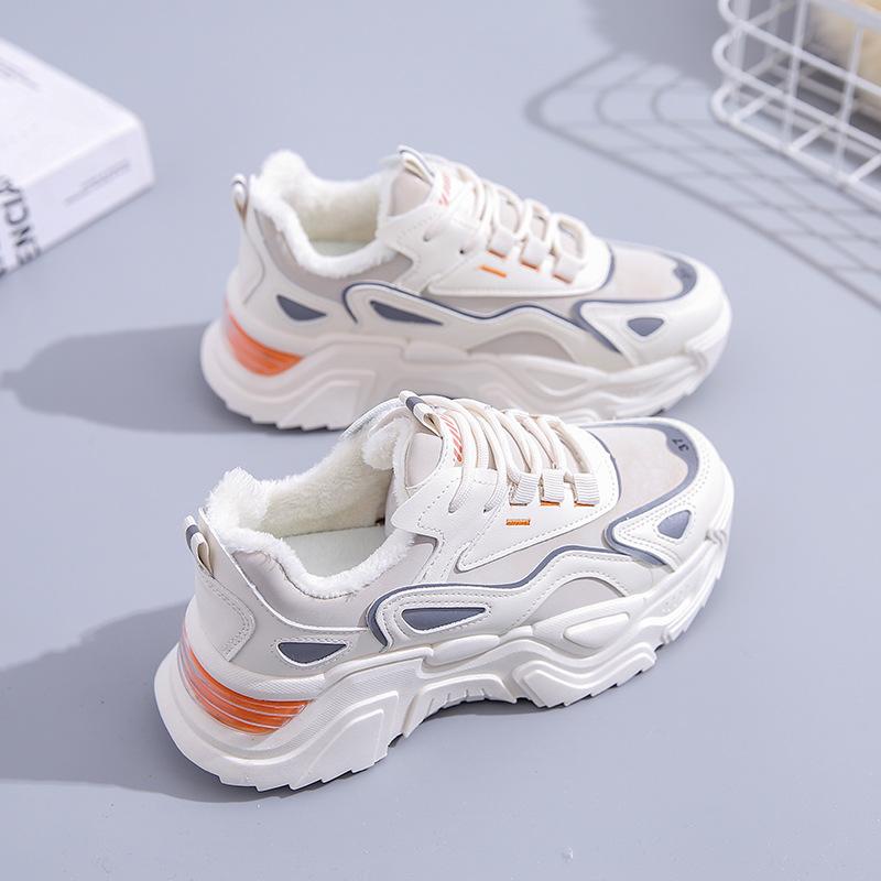 Women Winter Sneakers 2024 Casual Female Platform Increase Lace Up Plus Velvet Thicken Cotton Warm Sports Shoes Zapatos De Mujer