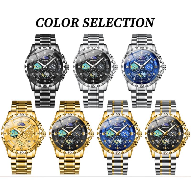 Fashion Starry Sky Van Gogh Men Quartz Watches Date Waterproof Luminous Small Three Pin Exquisite Men's Business Watches