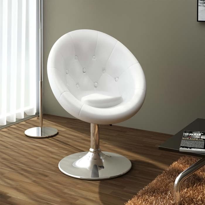 VidaXL Chaise de Bar Tabouret de Bar Acier Blanc Fauteuil Finition Chrome Poli 240448