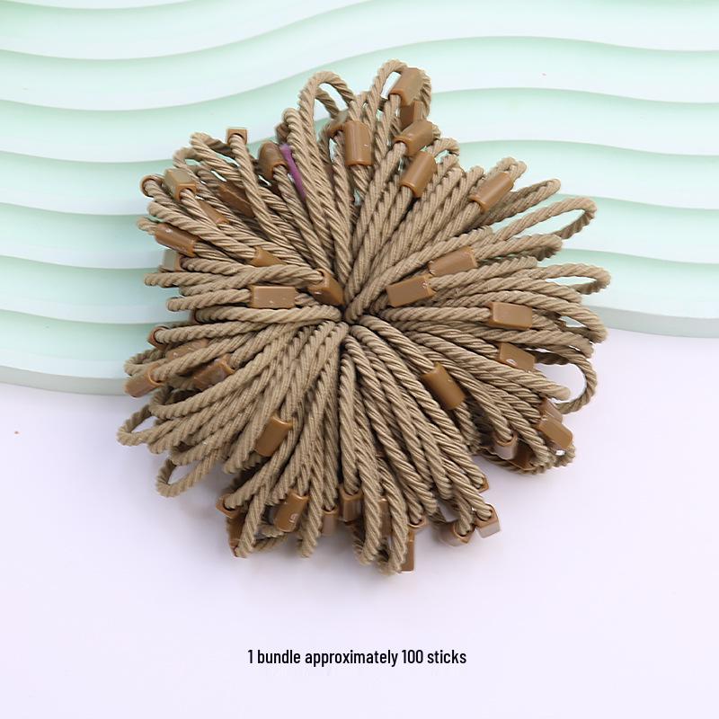 Korean Style Cable Knit Children's Hair Ties - Elastic, Hair-Friendly Candy Color Square Buckle Accessories.