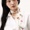 ONSZ White Floral Silk Twilly Scarf