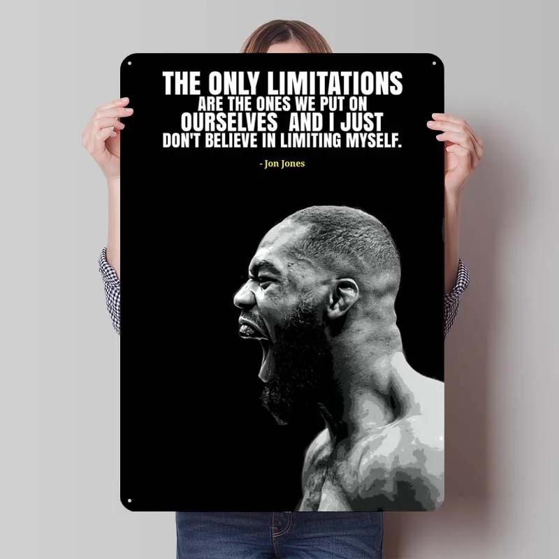Jon Jones Metallskylt Boxningsposters Spelrumsinredning Man Vintage Plåttskylt Plakett för Väggkonst Dekoration Interiör