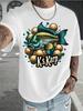 Unisexs Cyan Oversized T Shirt Ks Karp Carp Fish Golden Bubble Graphic Crew Neck Short Sleeve Fishing Lover Casual Summer Male Tops