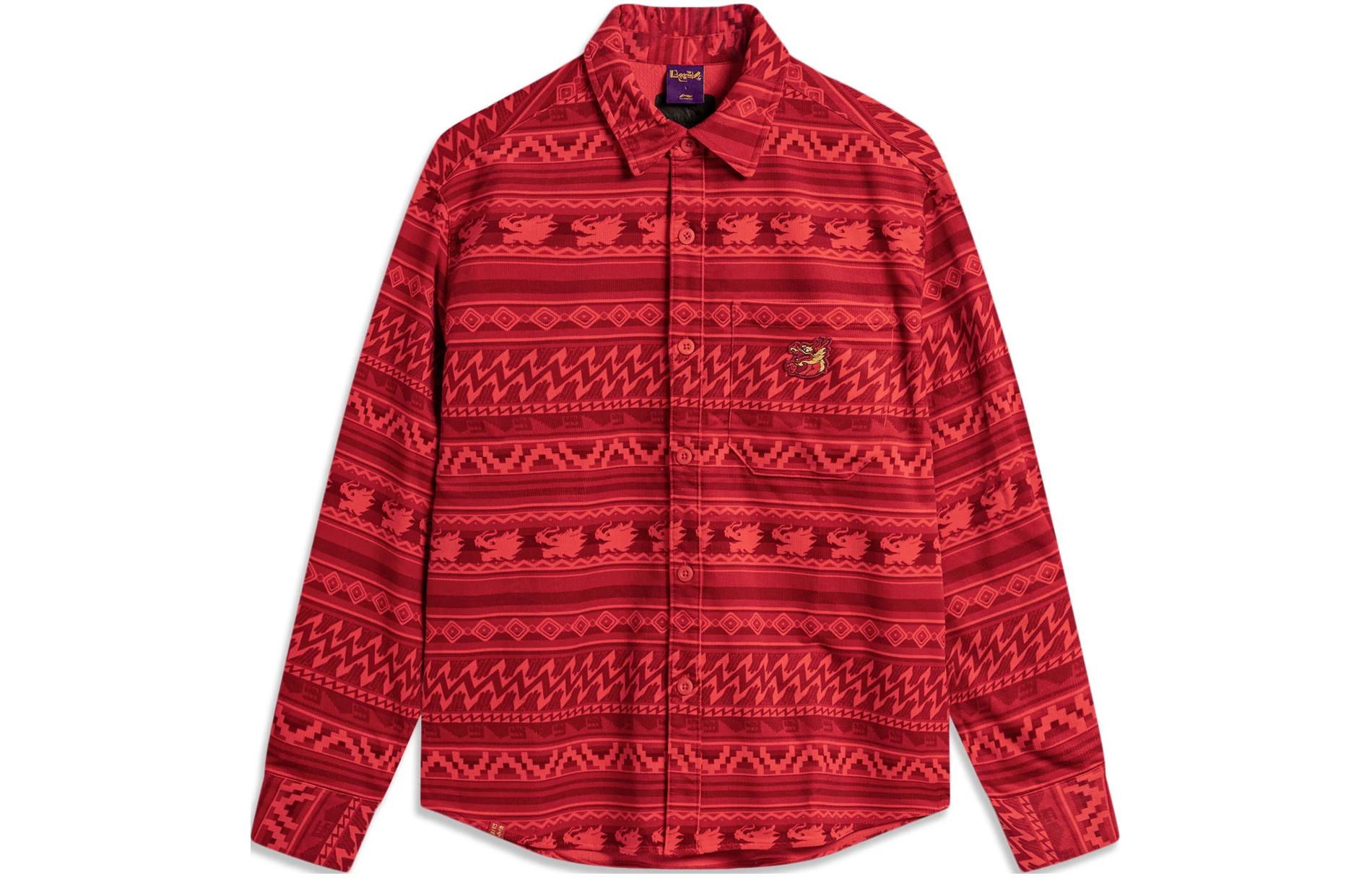 Li Ning Rijin Doujin Collection Shirt Men s Vermilion All Over Print ASHU001-6 L