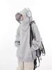 Unisex Trendy High-Collar Hooded Jacket with Velvet Lining for Social Anxiety