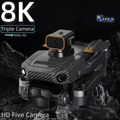 Dron P8 Pro 8K Profesionální vyhýbání se překážkám 4K Duální HD kamera 5G bezkomutátorový motor Skládací kvadrokoptéra Dárky Hračky