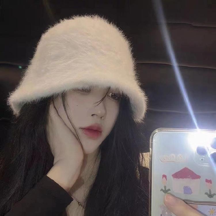 Warm Furry Plush Fisherman Hat for Women Girl Autumn Breathable Solid Color Bucket Hat for Winter Activity Headwear