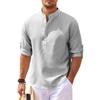 Men's Long Sleeved Stand Up Collar Plaid Casual Shirt