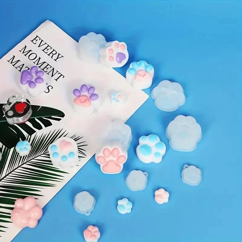 Top Quality 14Pcs Cat Paw Candle Silicone Mold DIY Aromatherapy Soap Making Resin Molds for Home Decoration Cute Pet Theme