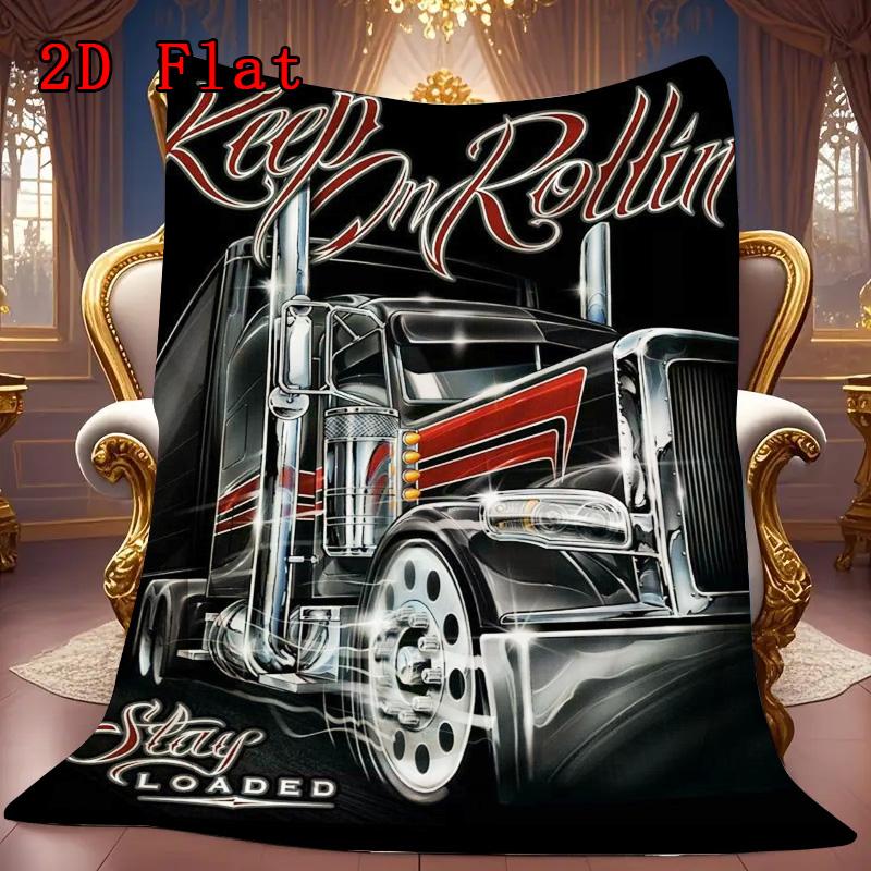 Truck 2D Flat Pattern Flannel Blanket High quality All Seasons Warmth and Comfort Perfect for Christmas Gifts.MMT0918331