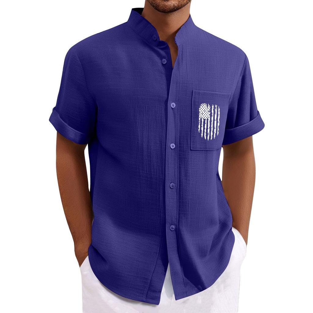 Men'S Casual Loose Short Sleeved Printed Shirt With Fashionable Top